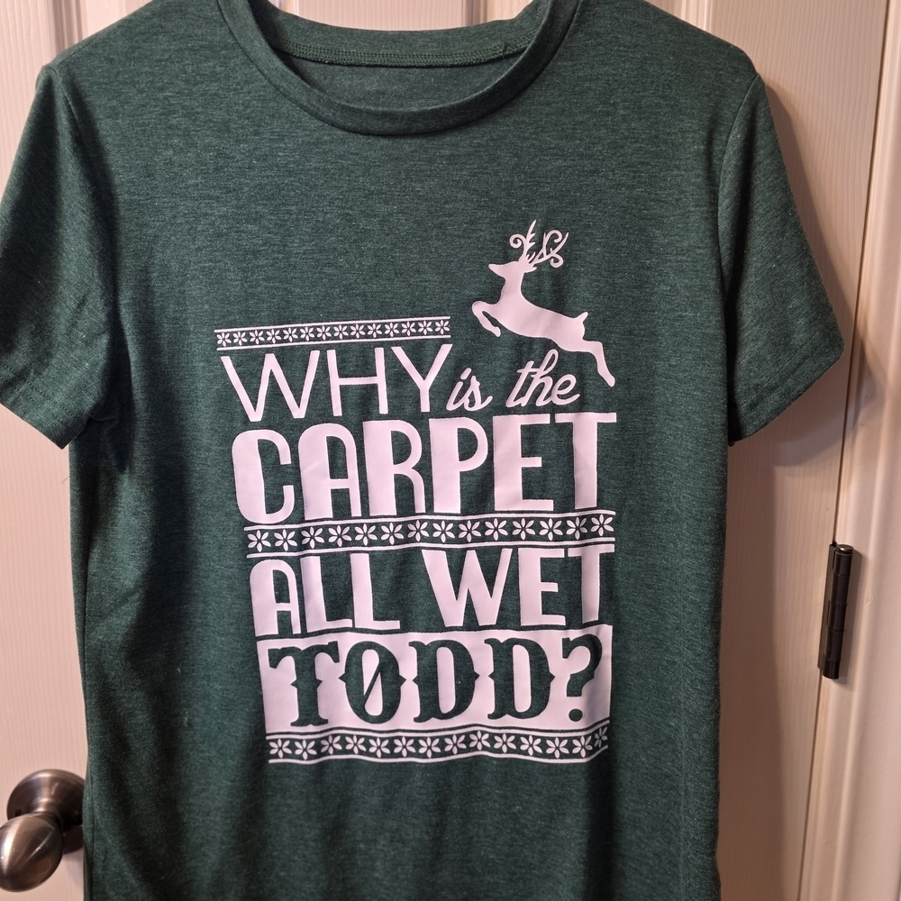 Green Kids Shirt with Reindeer Print